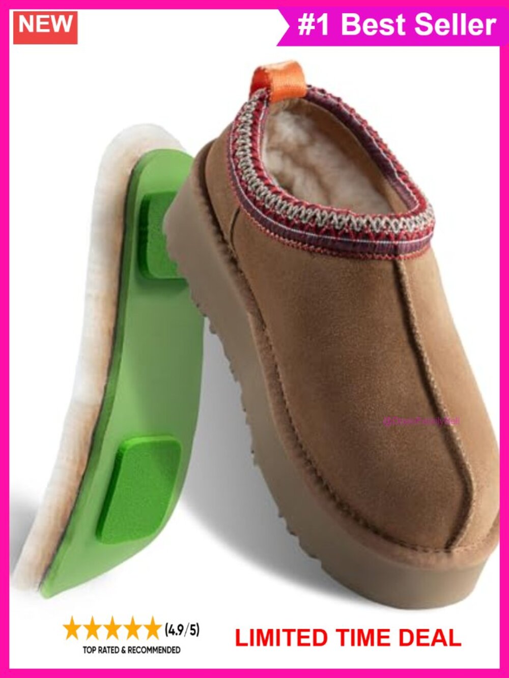 Sheepskin Clog Slippers Women 5mm+5mm Cloud-Soft Cushioning